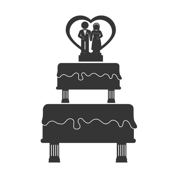 bolo de casamento assar marido esposa ícone vetor gráfico
 - Vetor, Imagem