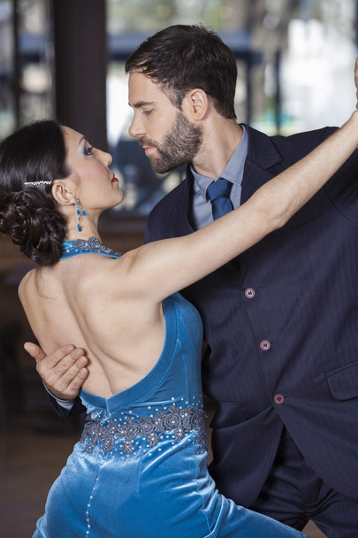Passionate Dancers Performing Tango In Restaurant - Fotoğraf, Görsel
