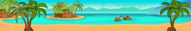 Mořské panorama. Tropická pláž. Pozadí vektoru - Vektor, obrázek
