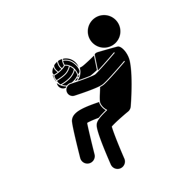 волейбол чоловік гра спортивний піктограма позу Векторна графіка значок
 - Вектор, зображення
