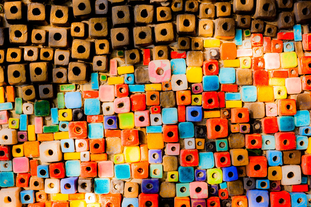 Colorful bricks decorate on the wall. - Photo, Image