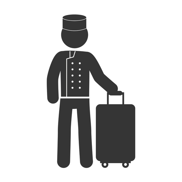 bellboy bellman baggage hotel suitcase icon vector graphic - Vektör, Görsel