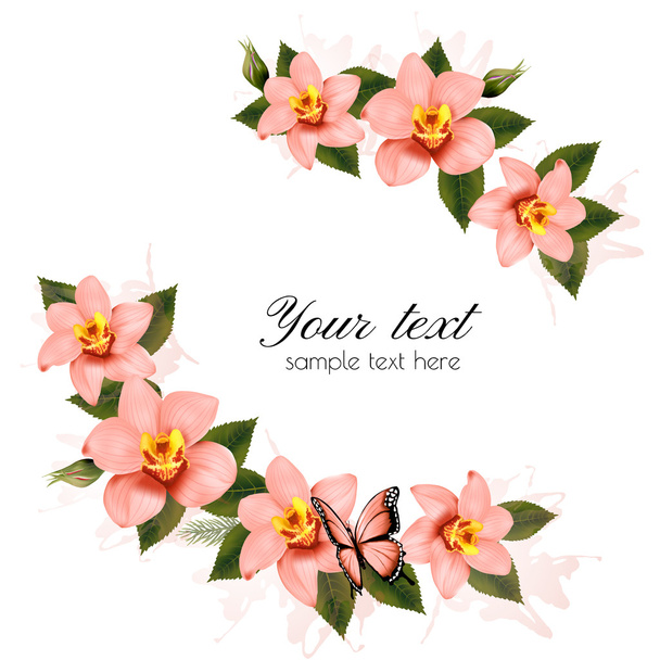 Holiday background with beauty pink flowers. Vector - Vettoriali, immagini