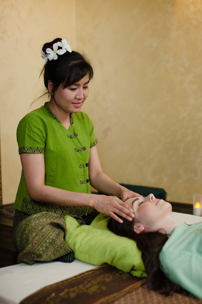 young attractive woman getting massage - Zdjęcie, obraz