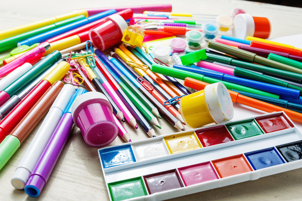 Colorful assortment of school supplies - Photo, Image