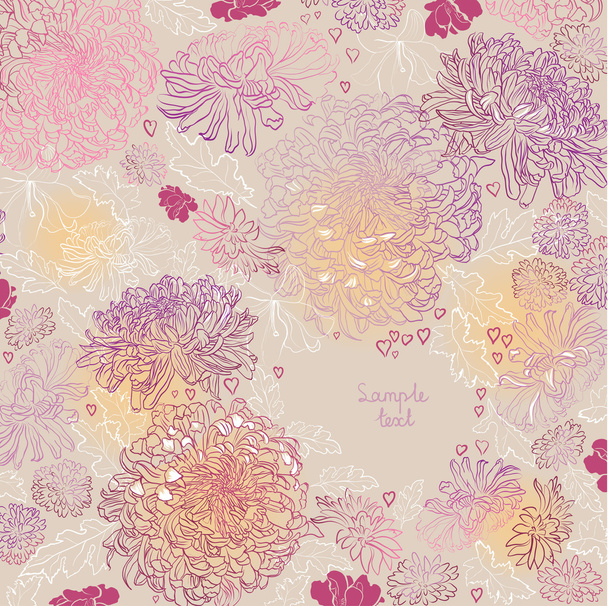 Seamless ornament of tender chrysanthemums - Вектор, зображення