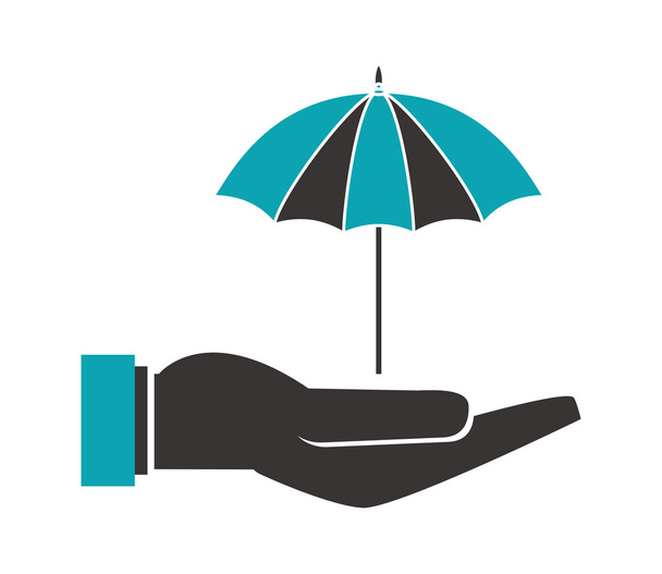 shelter hand with umbrella icon - Vector, Image