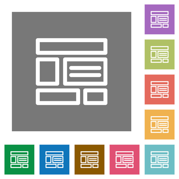 Diseño web iconos planos cuadrados
 - Vector, Imagen
