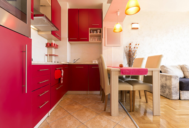 Interior of a kitchen with dining room - Foto, afbeelding