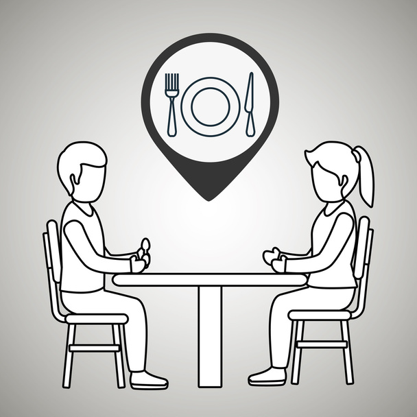 couple sitting dinner - Vector, Image