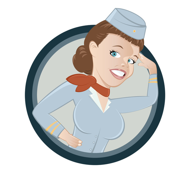 Retro rajzfilm stewardess - Vektor, kép