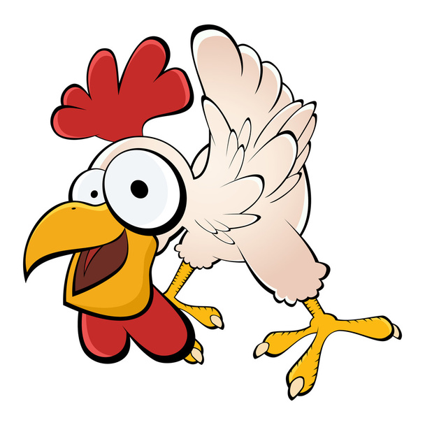 Divertido pollo de dibujos animados
 - Vector, Imagen