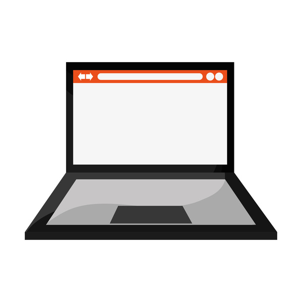vista frontal del portátil con la página web en el icono de la pantalla
 - Vector, imagen