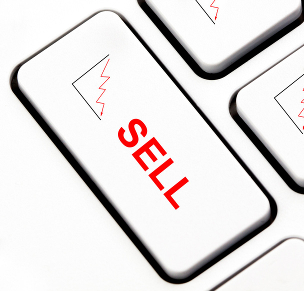 akciovém trhu prodávat tlačítko na klávesnici - Fotografie, Obrázek
