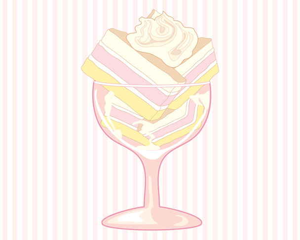 Kuchen-Dessert auf rosa Streifen - Vektor, Bild