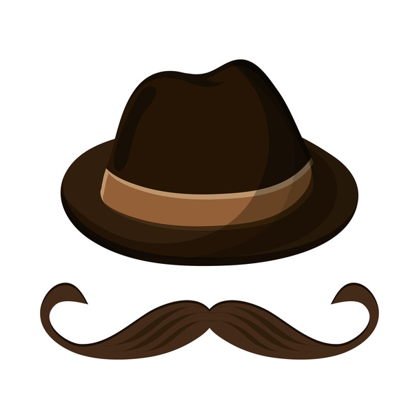 帽子と口ひげのアイコン - ベクター画像