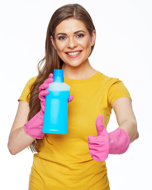 housewife show holding cleanser - Photo, image
