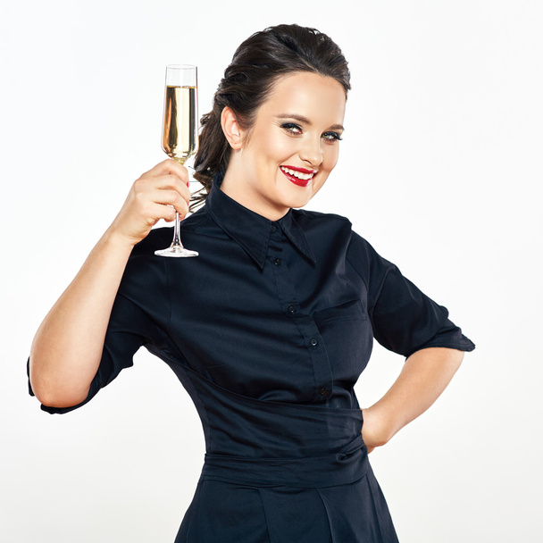 woman with glass of champagne - Fotó, kép