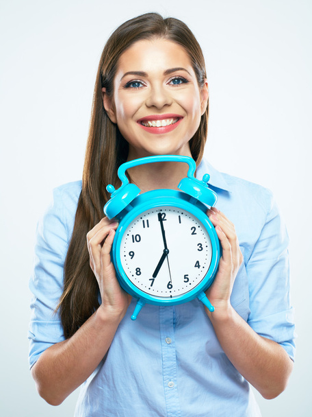 businesswoman holding alarm clock  - Фото, зображення