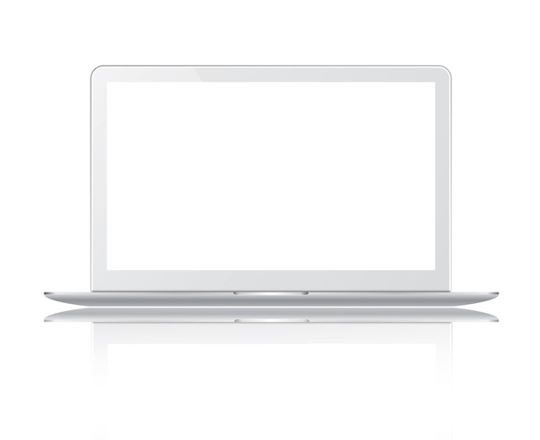 Portátil delgado blanco con ruta de recorte y pantalla blanca aislada o
 - Foto, Imagen