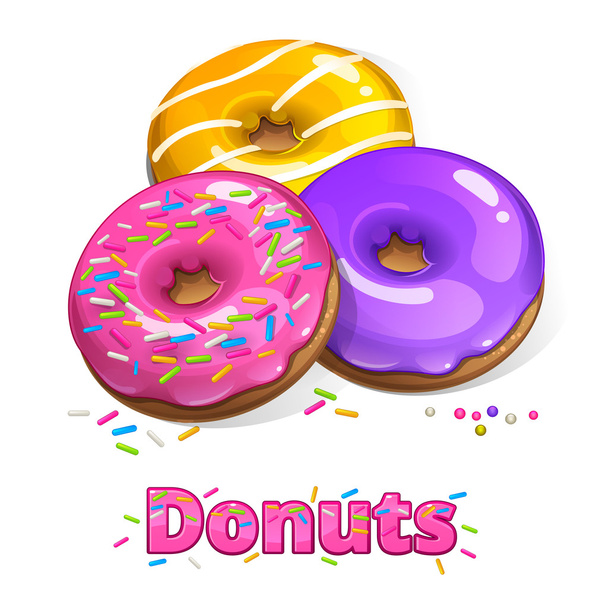 Farbe Donuts mit Puder - Vektor, Bild
