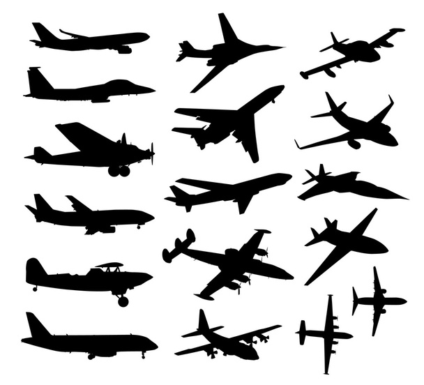 Planes silhouettes icons - Vektor, Bild