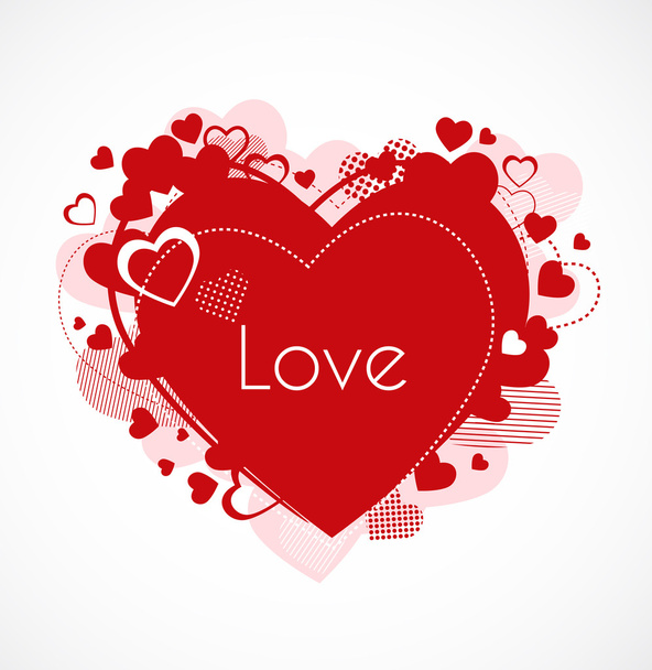 Retro red patterned heart - Vector, Image