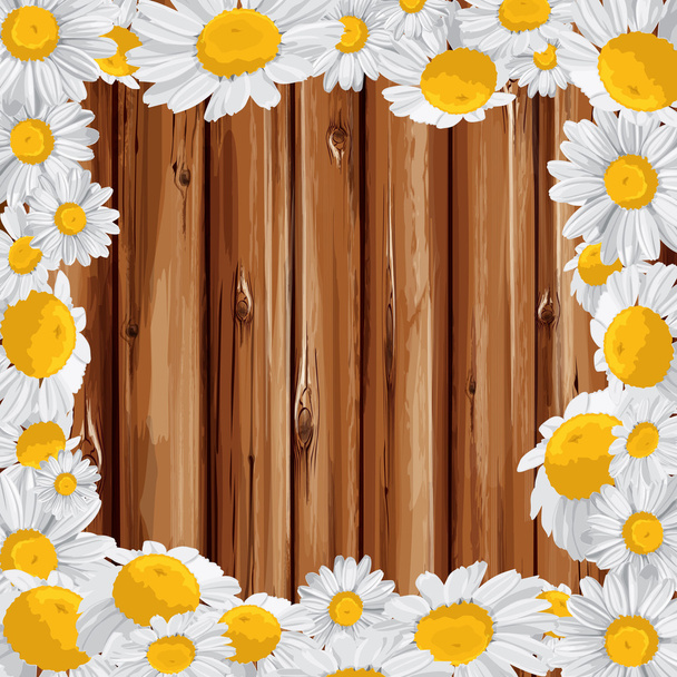 print with daisies and wood - Vetor, Imagem
