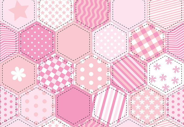 Patchwork quilt pink - Vector, Image
