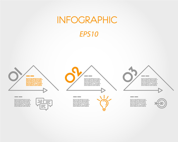 three orange linear infographic triangles - Vetor, Imagem