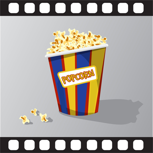 Kino Popcorn Eimer Illustration. Flaches Popcorn. - Vektor, Bild