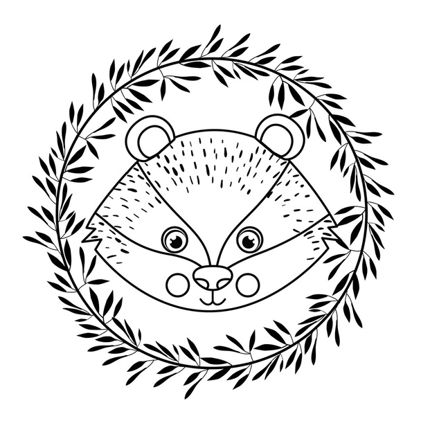 animal drawing within wreath icon - Vector, Image