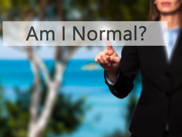 Am I Normal ? - Isolated female hand touching or pointing to but - Photo, Image