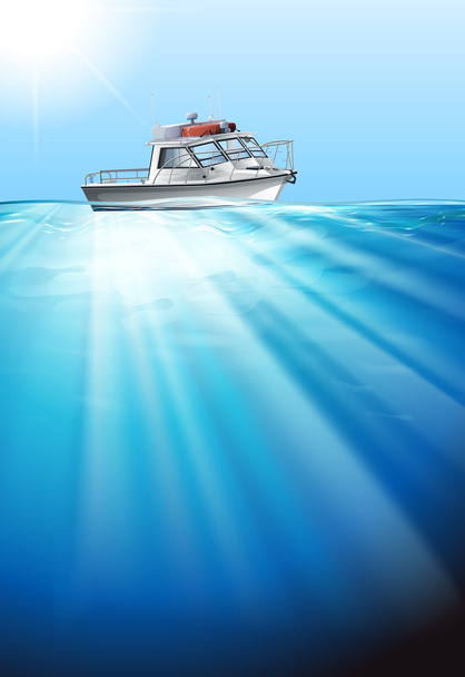 A vízen úszó vontatóhajó - Vektor, kép