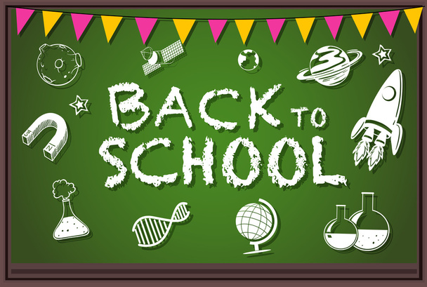 Back to school theme with writing on board - Vector, Image