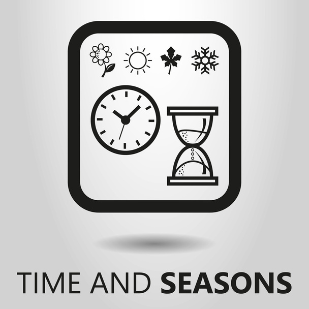 icônes vectorielles noir et blanc des heures et des saisons
 - Vecteur, image