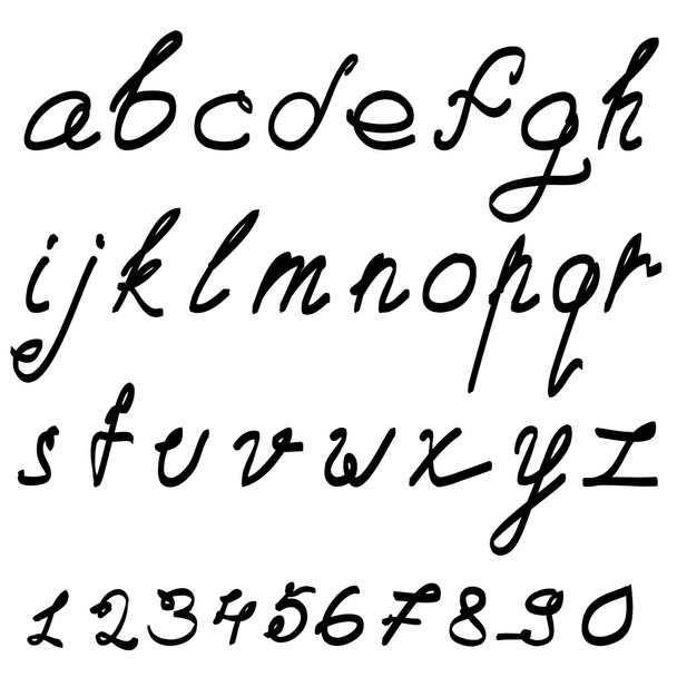 Calligraphic font with numerals  - Vetor, Imagem