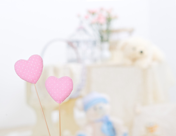 Pink cotton hearts - Фото, зображення