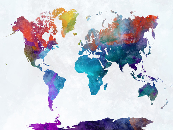 Carte du monde en aquarelle
  - Photo, image