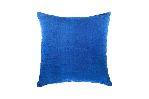 Beautiful blue pillow isolated on white background - Photo, Image
