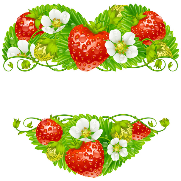 Vector strawberry frame in the shape of heart - Vector, afbeelding