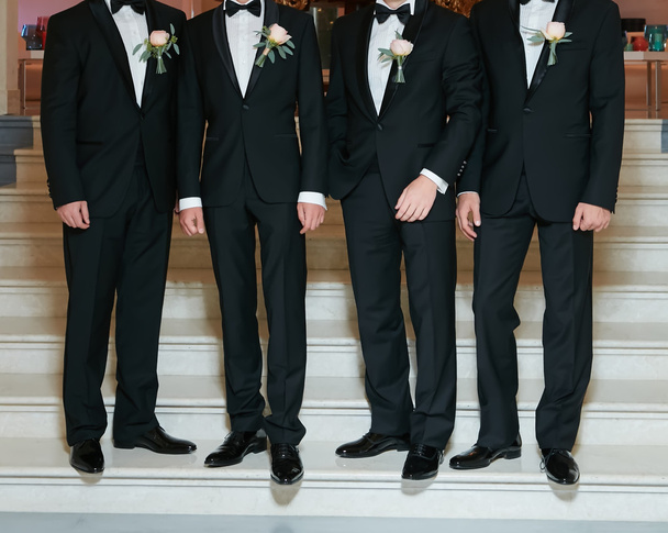 Groom With Best Man And Groomsmen At Wedding - Foto, imagen
