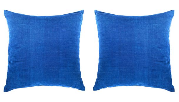 almohada azul brillante aislada sobre fondo blanco
 - Foto, imagen