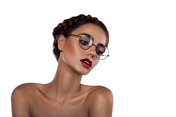 Attractive brunette with glasses - Fotografie, Obrázek