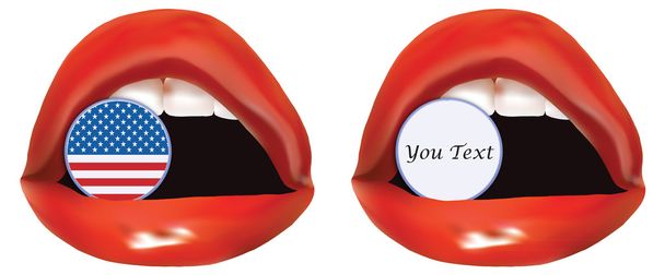 Sexy labios con botón
 - Vector, imagen