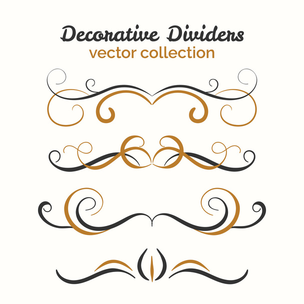 Flourish elements. Hand drawn dividers set. Ornamental decorative element. Vector ornate design. - Vektor, kép