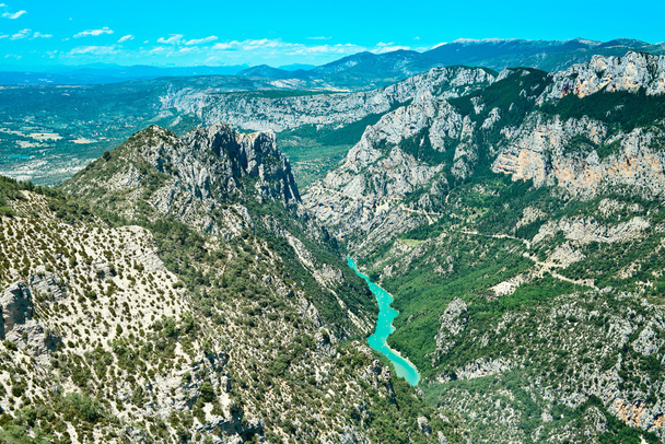 Gorges du Verdon canyon and river aerial view. Alps, Provence, F - Φωτογραφία, εικόνα
