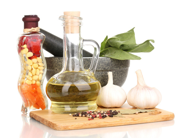 Set of ingredients and spice for cooking isolated on white - Φωτογραφία, εικόνα