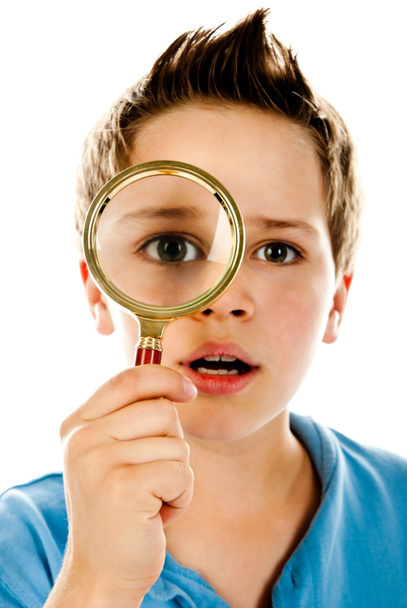 Boy with magnifier - Photo, Image