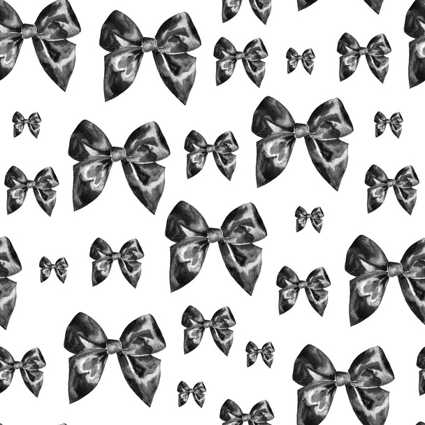 Halloween black bows seamless pattern isolated on white - 写真・画像